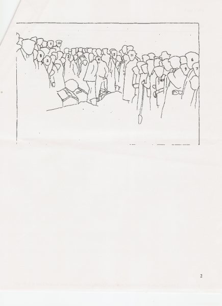 Sketch to Tsipa Rozen funeral photograph